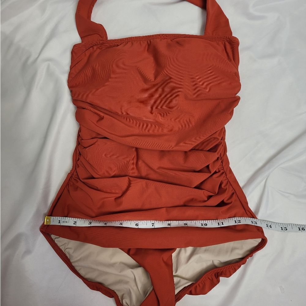 NEW Hermoza fire‎ orange halter tie Marilyn one piece tummy control swimsuit 4 - Picture 10 of 13